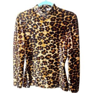 Vintage Patrick Kelly Paris Made in France Leopard Print Long Sleeve Top Sz 4